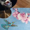 Tapis de salon graphique laine et viscose Hummingbird BleuWedgwood