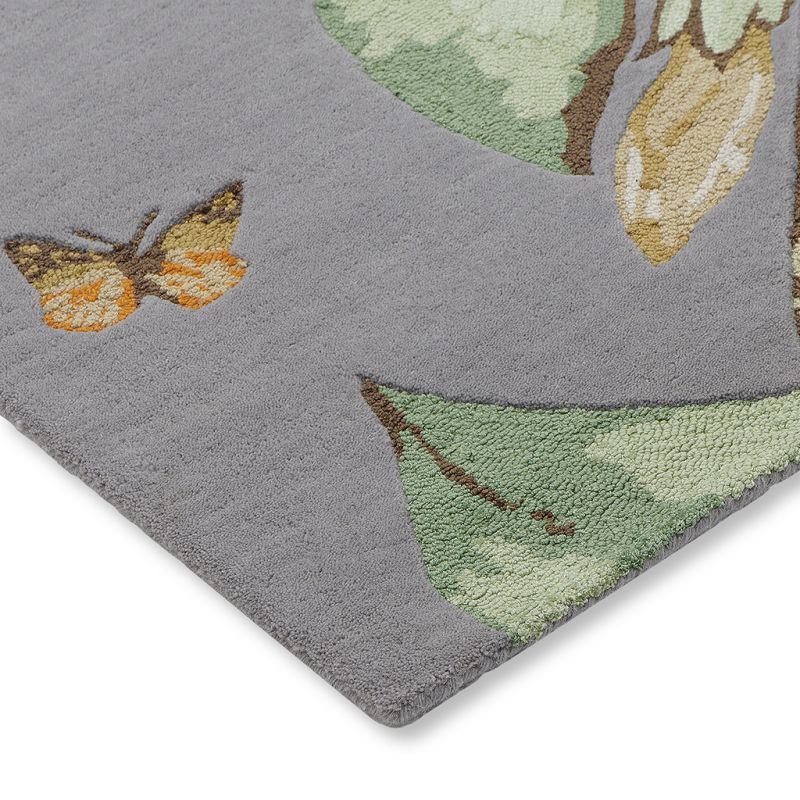 Tapis de salon fleuri laine et viscose Hummingbird Gris Wedgwood chambre