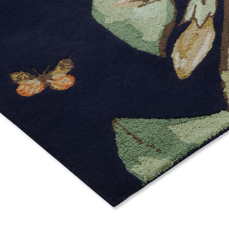 Tapis de salon fleuri laine et viscose Hummingbird Bleu Marine Wedgwood bureau