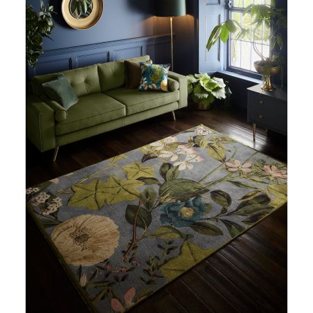 Tapis de salon fleuris Passiflore Mineral Tapis de salon fleuris Passiflore Mineral