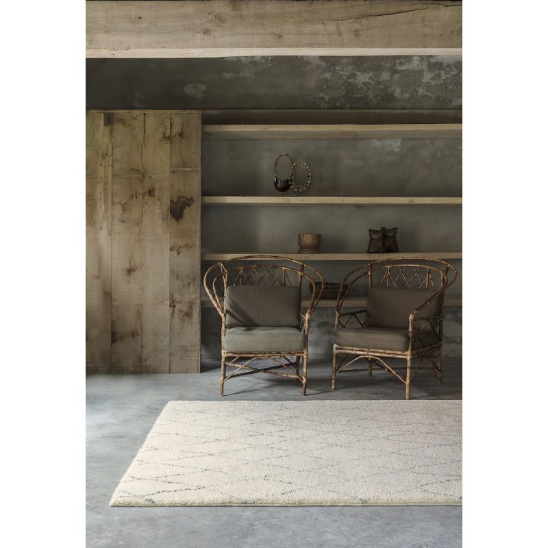 Tapis laine noué main Berbère Prime crème et gris