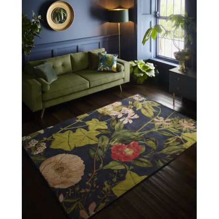 Tapis de salon fleuri Passiflore Midnight Tapis de salon fleuri Passiflore Midnight