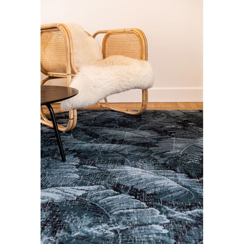 Tapis de Salon tissé plat Manaus Blue in Green Bleu et Vert tropical