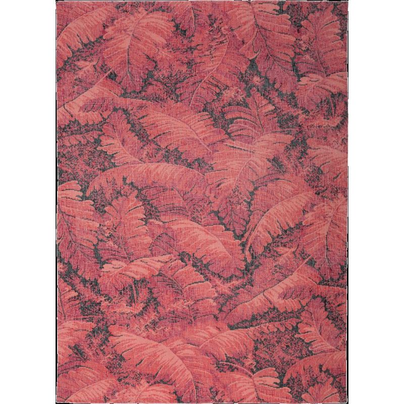 Tapis de Salon tissé plat Manaus Ruby my Dear Rouge feuilles