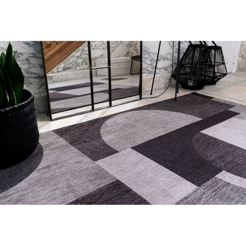 Tapis tissé plat haut de gamme Bauhaus Avant Garde Noir 