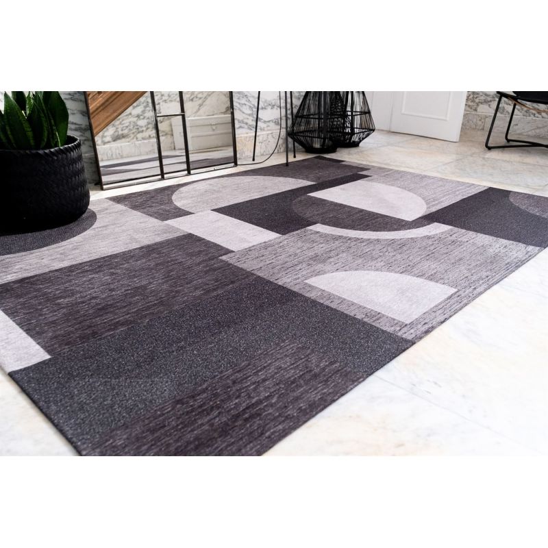 Tapis tissé plat haut de gamme Bauhaus Avant Garde Noir 