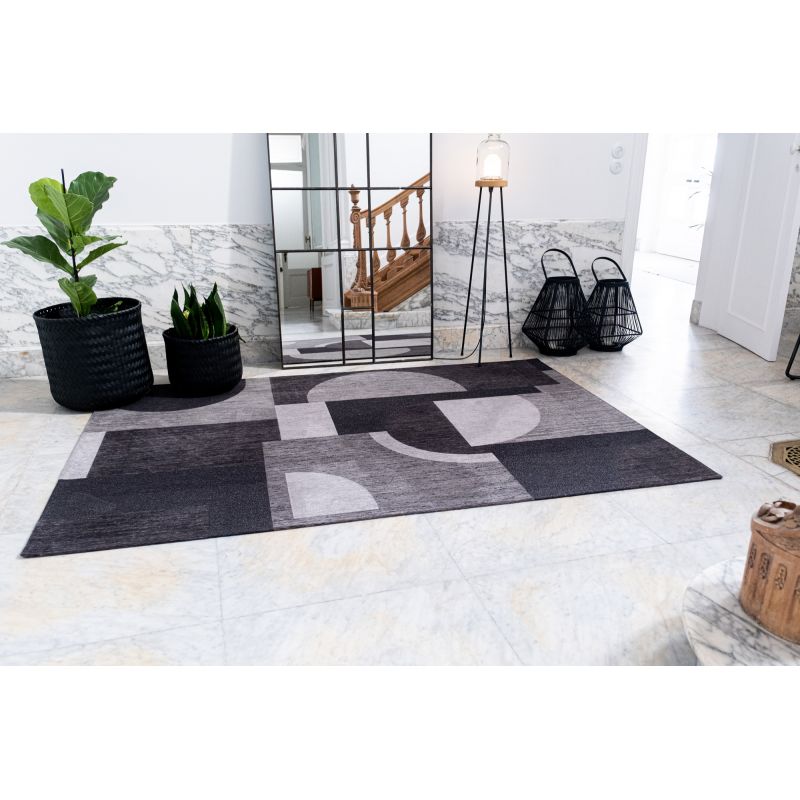 Tapis tissé plat haut de gamme Bauhaus Avant Garde Noir 