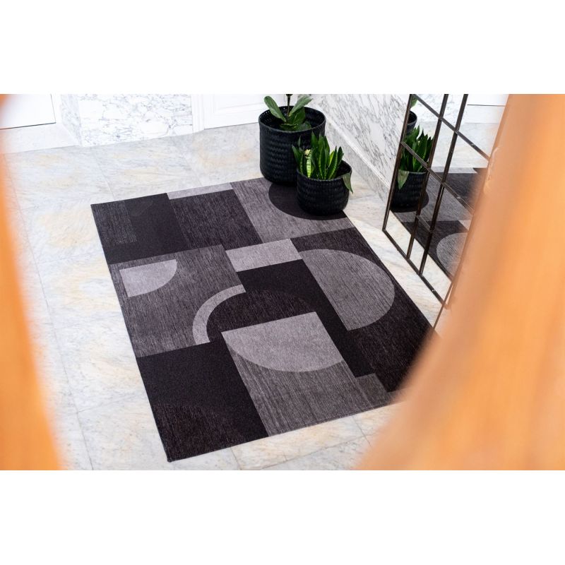 Tapis tissé plat haut de gamme Bauhaus Avant Garde Noir 