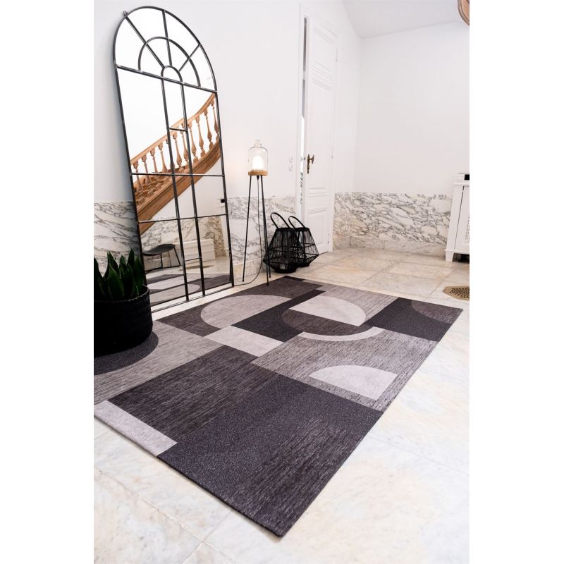 Tapis tissé plat haut de gamme Bauhaus Avant Garde Noir 