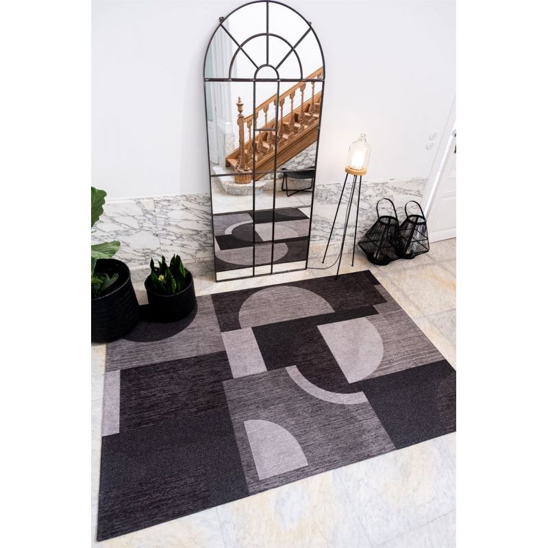 Tapis tissé plat haut de gamme Bauhaus Avant Garde Noir 