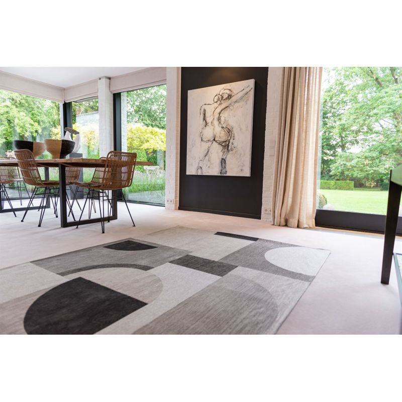 Tapis tissé plat haut de gamme Bauhaus Ivory Blanc