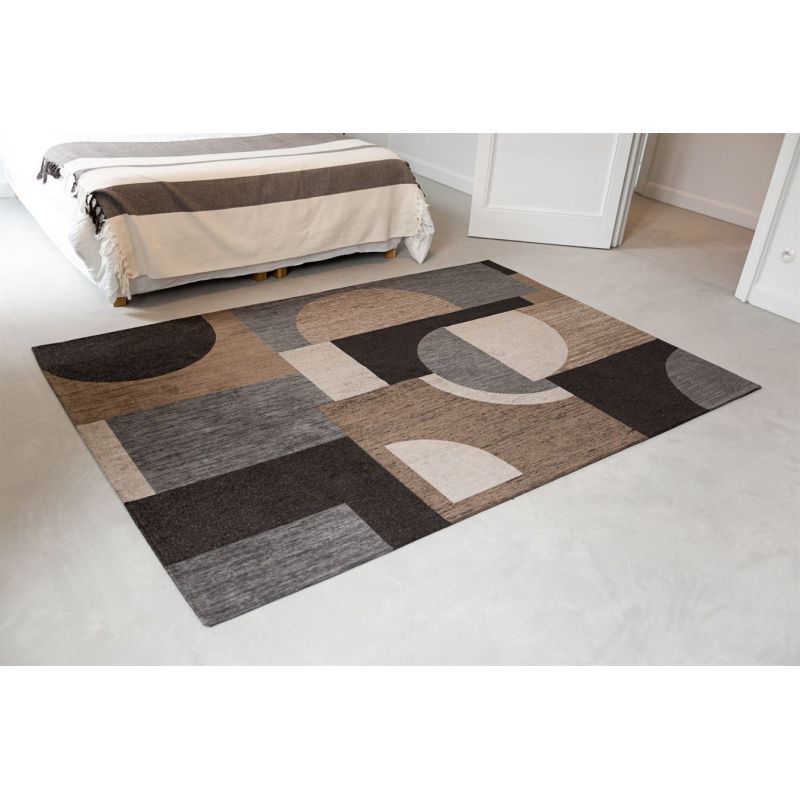 Tapis tissé plat haut de gamme Bauhaus Leather Brun chambre