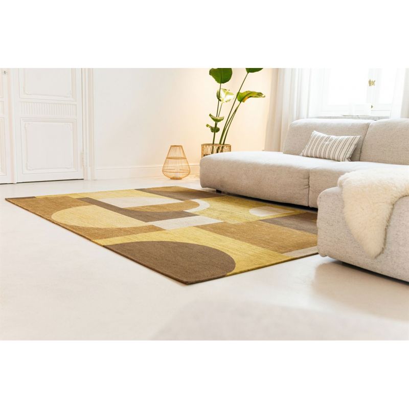 Tapis tissé plat haut de gamme Bauhaus Honey Gold Or salon