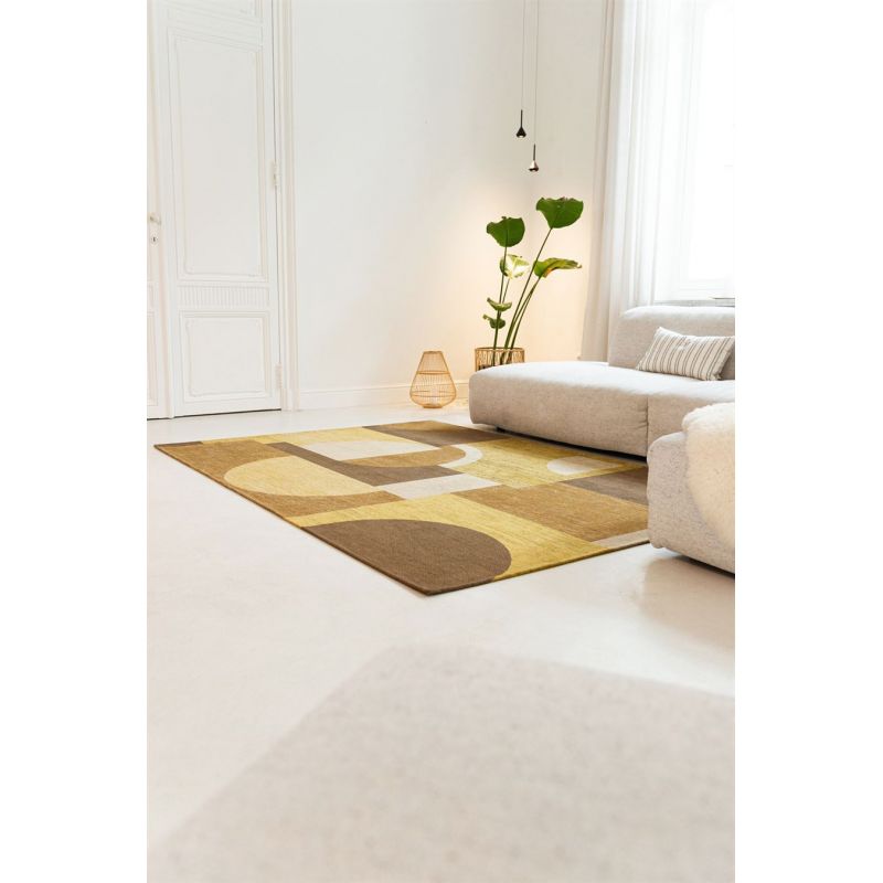 Tapis tissé plat haut de gamme Bauhaus Honey Gold Or