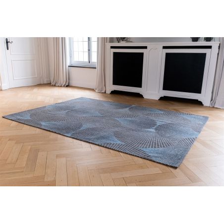 Tapis moderne tissé plat Kimono Chirimen Blue bureau Tapis moderne tissé plat Kimono Chirimen Blue bureau
