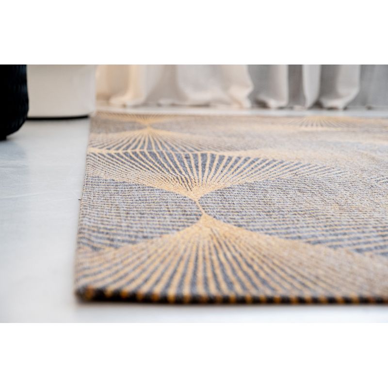 Tapis moderne tissé platKimono Rinzu Gold jaune or