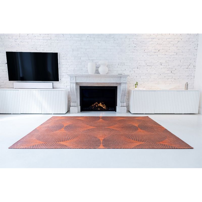 Tapis moderne tissé plat Kimono Yuzen Orange bureau