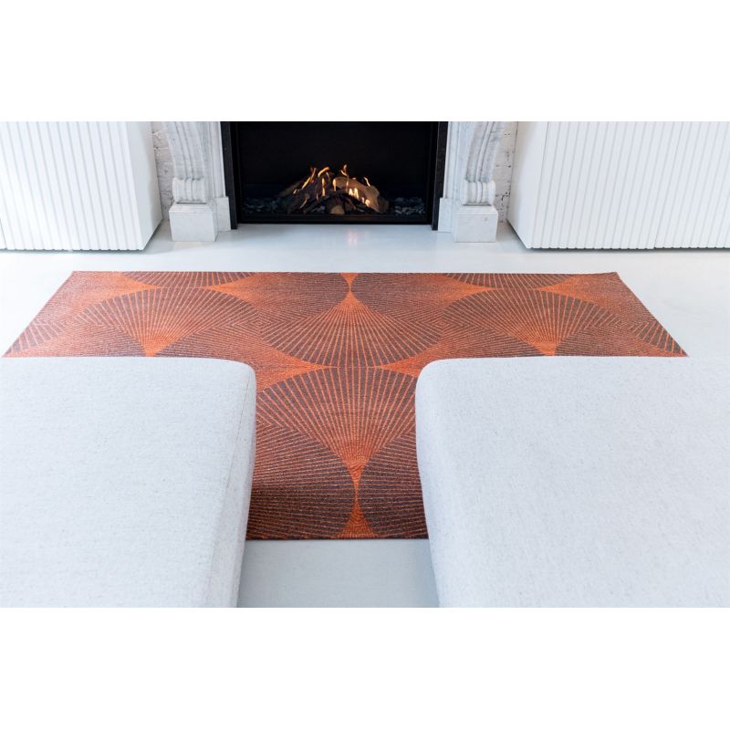 Tapis moderne tissé plat Kimono Yuzen Orange