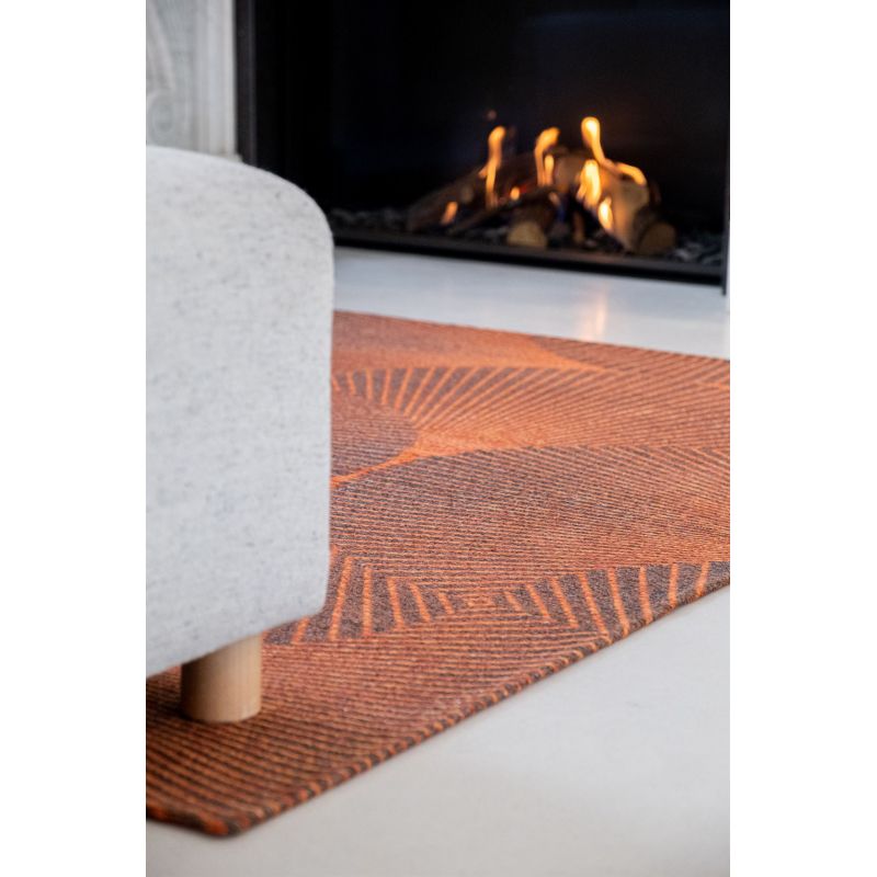 Tapis moderne tissé plat Kimono Yuzen Orange zoom