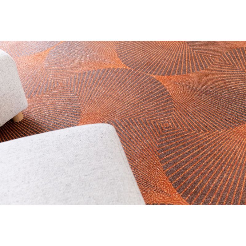 Tapis moderne tissé plat Kimono Yuzen Orange motifs