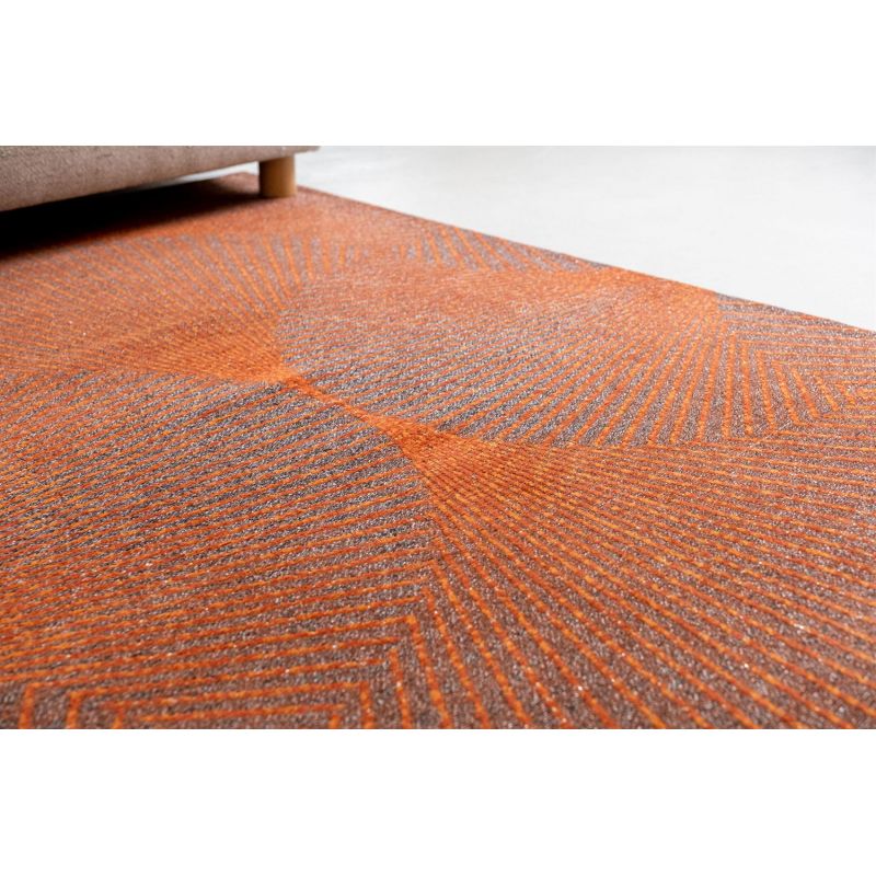 Tapis moderne tissé plat Kimono Yuzen Orange sol