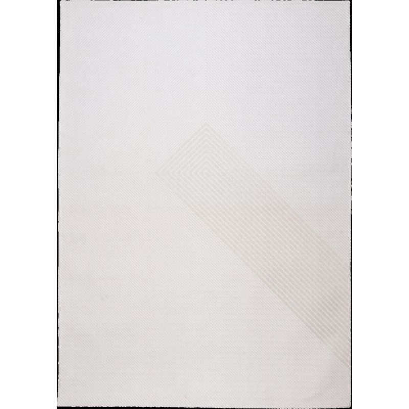 Tapis graphique tissé plat Nihon White blanc or