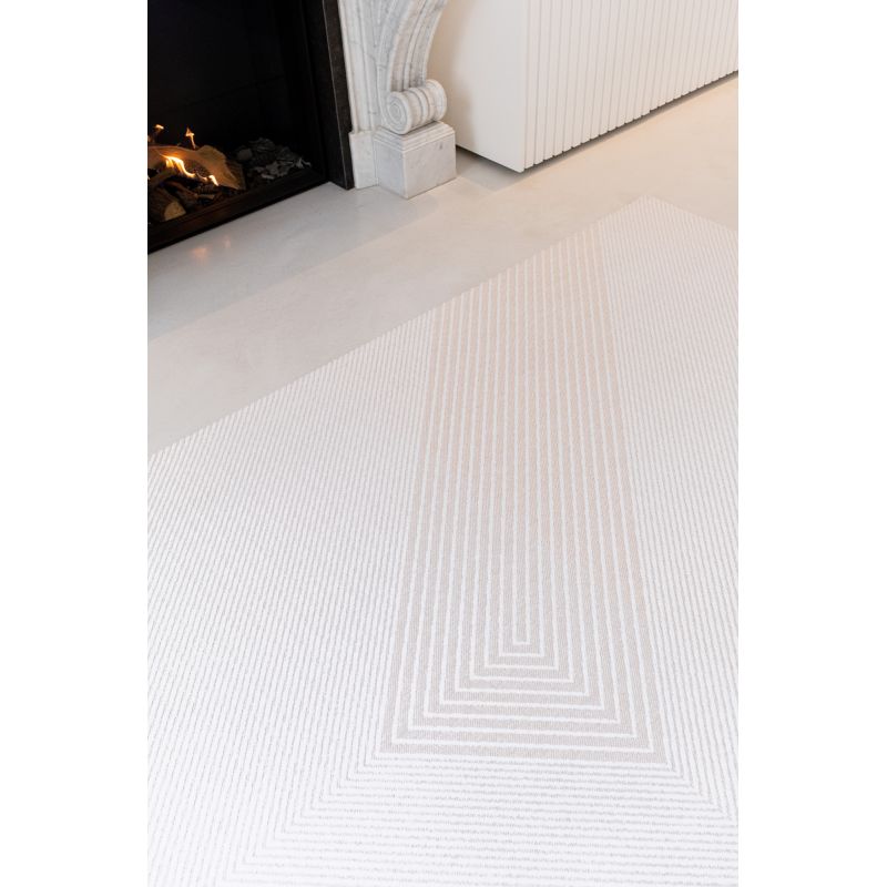 Tapis graphique tissé platNihon White