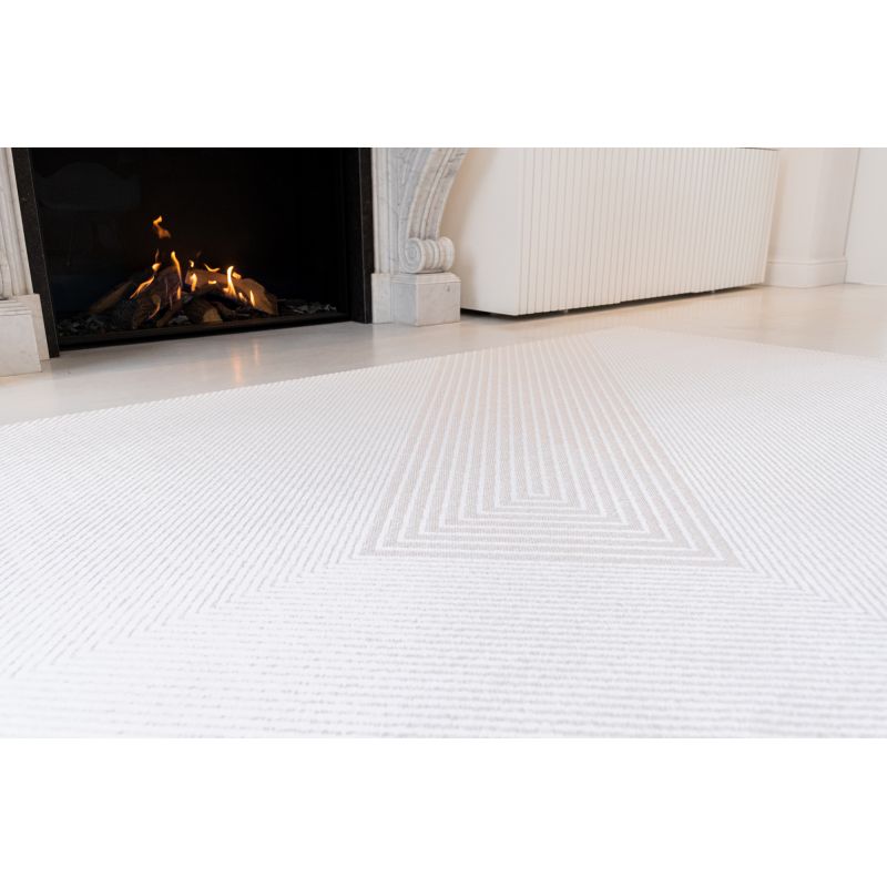 Tapis graphique tissé platNihon White