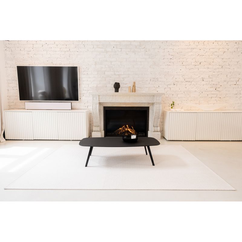 Tapis graphique tissé platNihon WhiteTapis graphique tissé plat  Nihon White