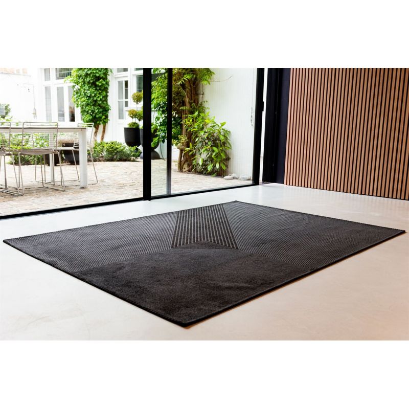 Tapis graphique tissé plat Nihon Black décoration