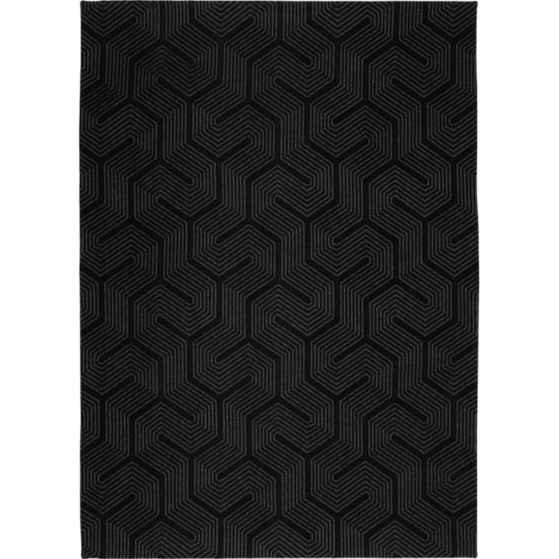 Tapis moderne tissé plat Labyrinth Penti Black