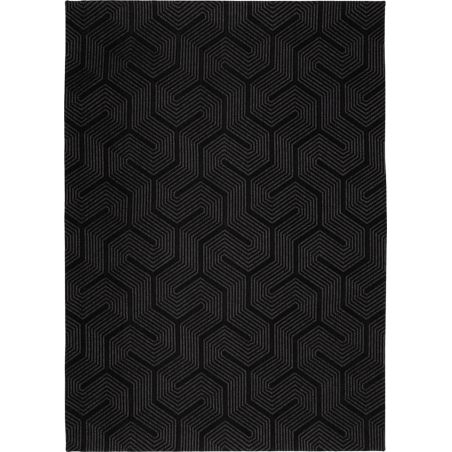 Tapis moderne tissé plat Labyrinth Penti Black