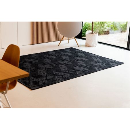 Tapis moderne tissé plat Austin Black par Joseph Lebon