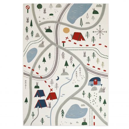 Tapis enfant 100% coton Little Camper multicolore