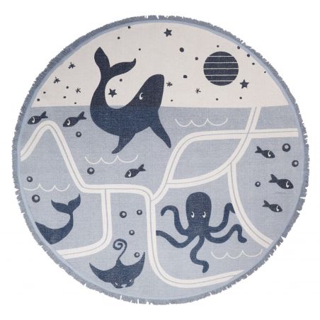 Tapis rond chambre enfant 100% coton Little Deep Blue Tapis rond chambre enfant 100% coton Little Deep Blue