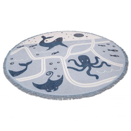 Tapis rond chambre enfant 100% coton Little Deep Blue Tapis rond chambre enfant 100% coton Little Deep Blue