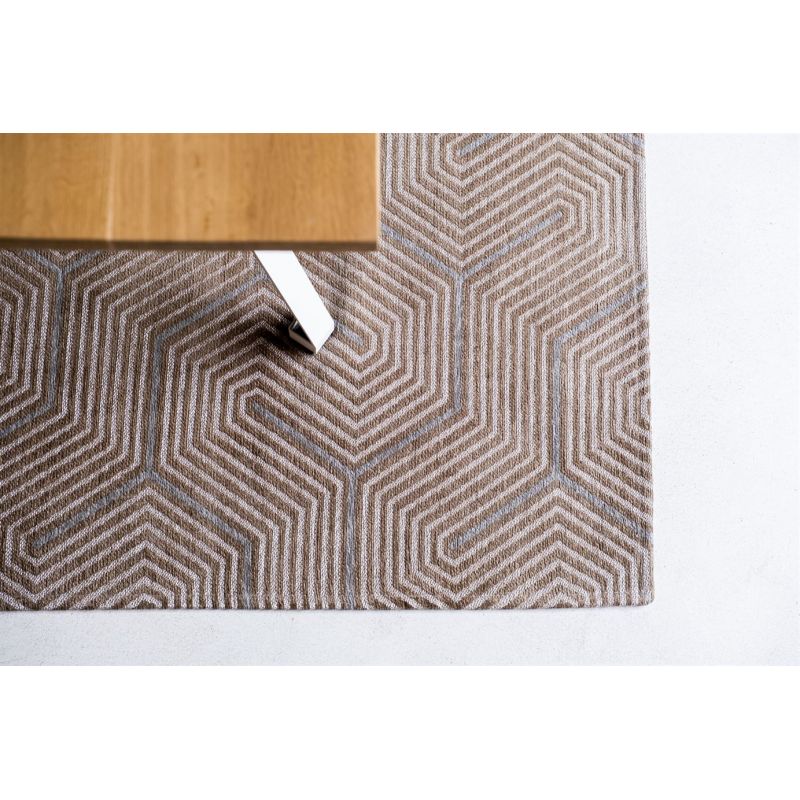Tapis moderne tissé plat Labyrinth Roman Beige salle à manger