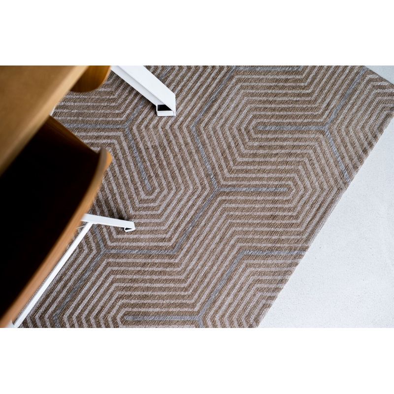 Tapis moderne tissé plat Labyrinth Roman Beige bureau