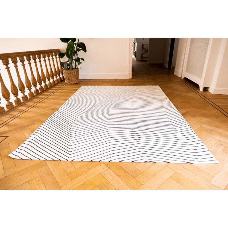 Tapis design tissé plat San Andreas White Black chambre