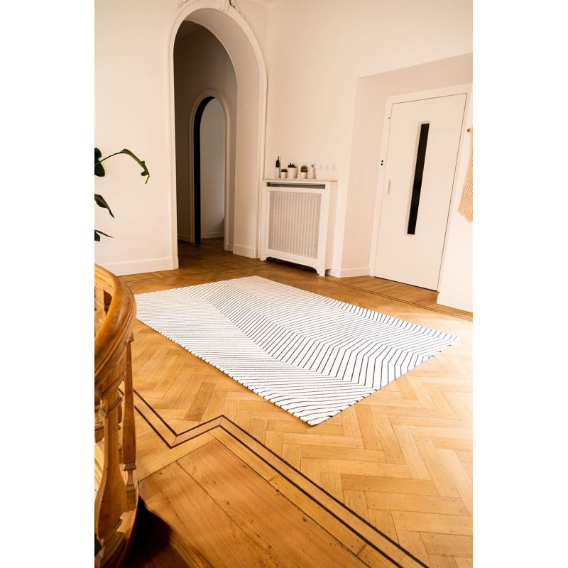 Tapis design tissé plat San Andreas White Black bureau