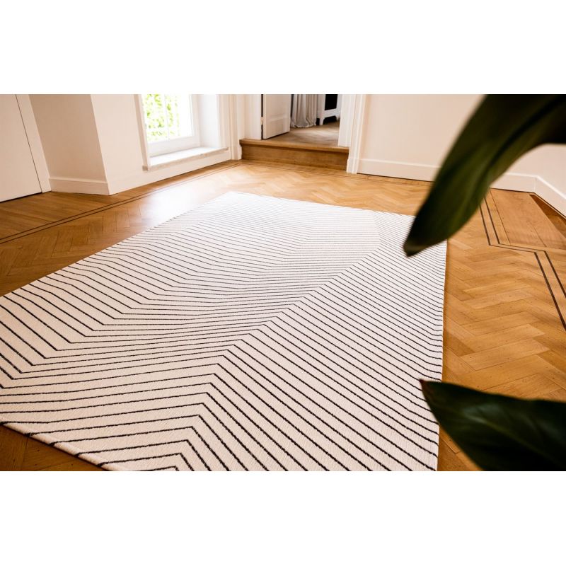 Tapis design tissé plat San Andreas White Black graphique