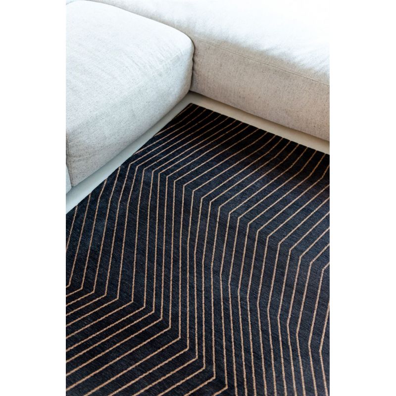 Tapis design tissé plat San Andreas Black Gold bureau