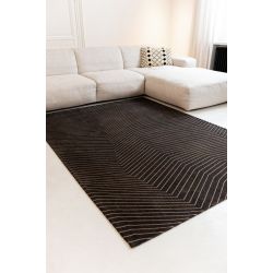 Tapis design tissé plat San Andreas Black Gold Salon