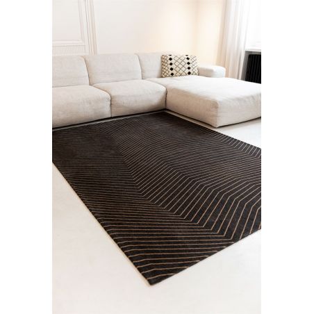 Tapis design tissé plat San Andreas Black Gold Salon