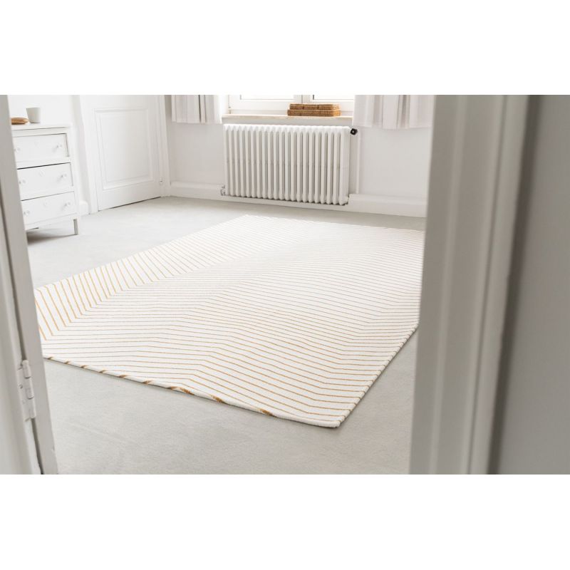 Tapis design tissé plat San Andreas White Gold salon