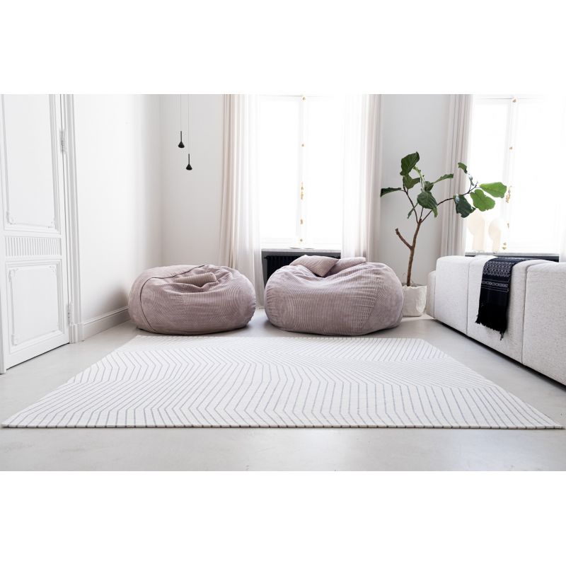 Tapis design tissé plat San Andreas White Grey salon