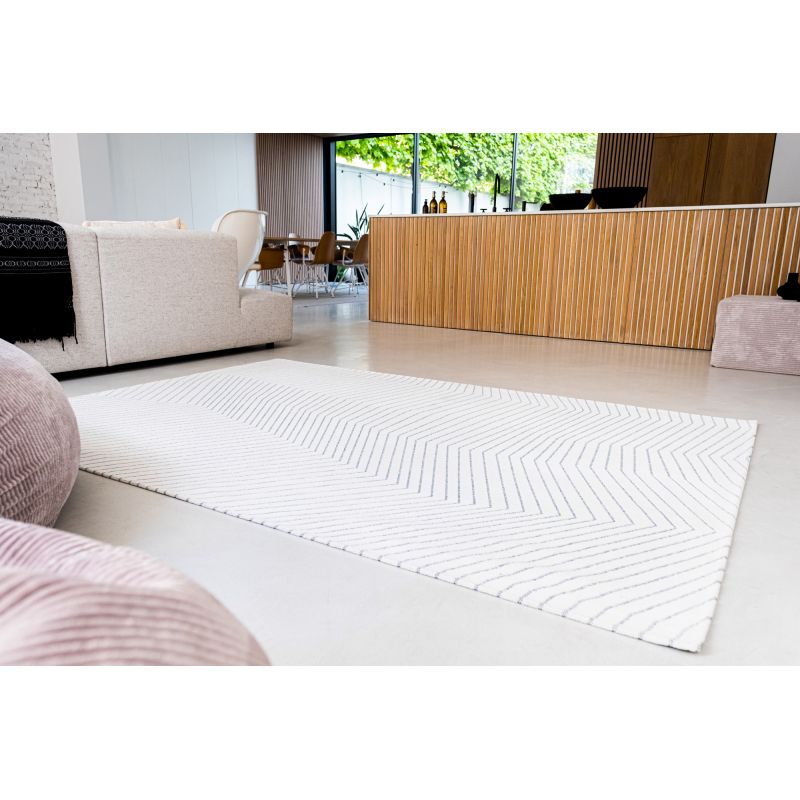 Tapis design tissé plat San Andreas White Grey bureau