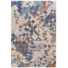 Tapis de salon moderne tufté main laine et viscose Belem bleu multicolore