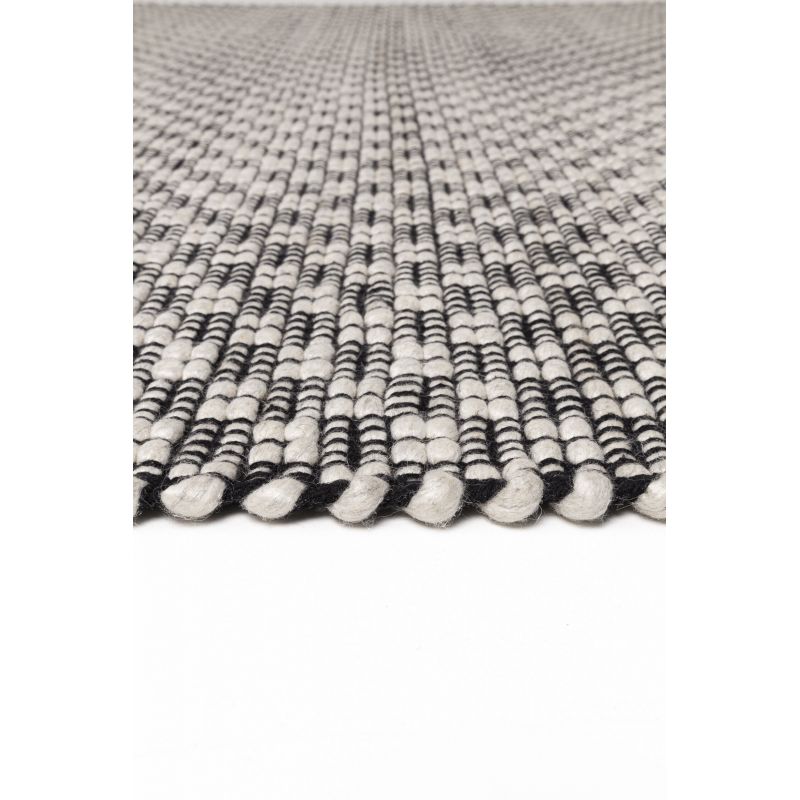Tapis Design tissé main laine et viscose Rhythm Noir Blanc
