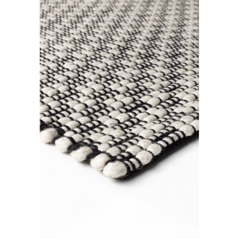 Tapis Design tissé main laine et viscose Rhythm Noir Blanc